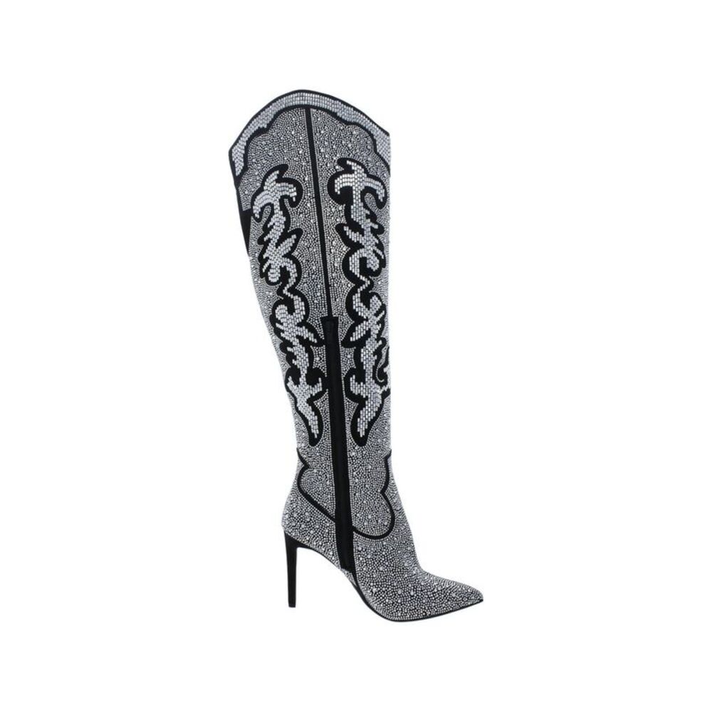 INC Womens Silver Western V-Cut Back Iresa 4 Toe Stiletto Heeled Boots 6.5 M - Picture 2 of 2